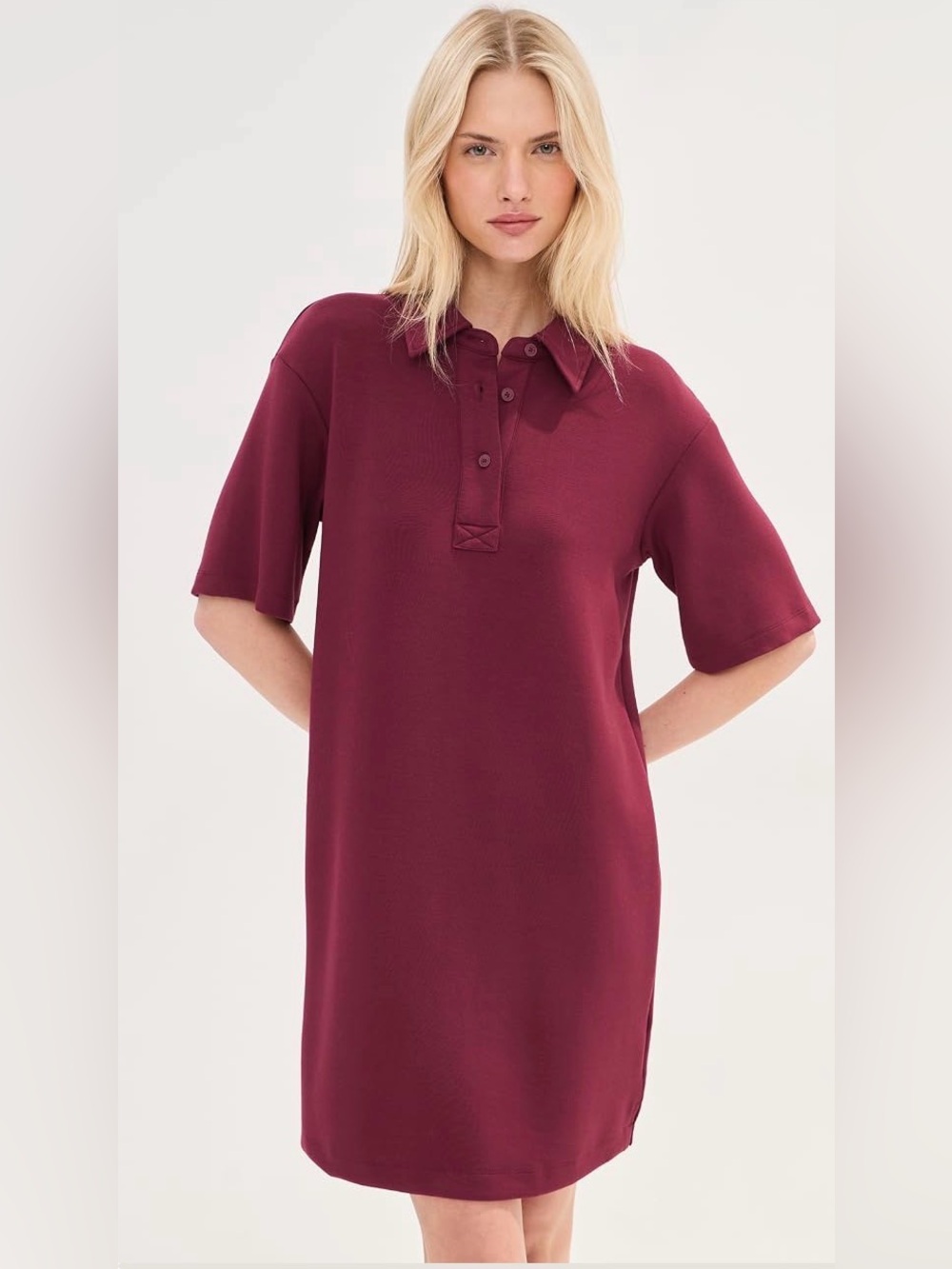 LE BOP - Solene Mini Polo Dress in Merlot
